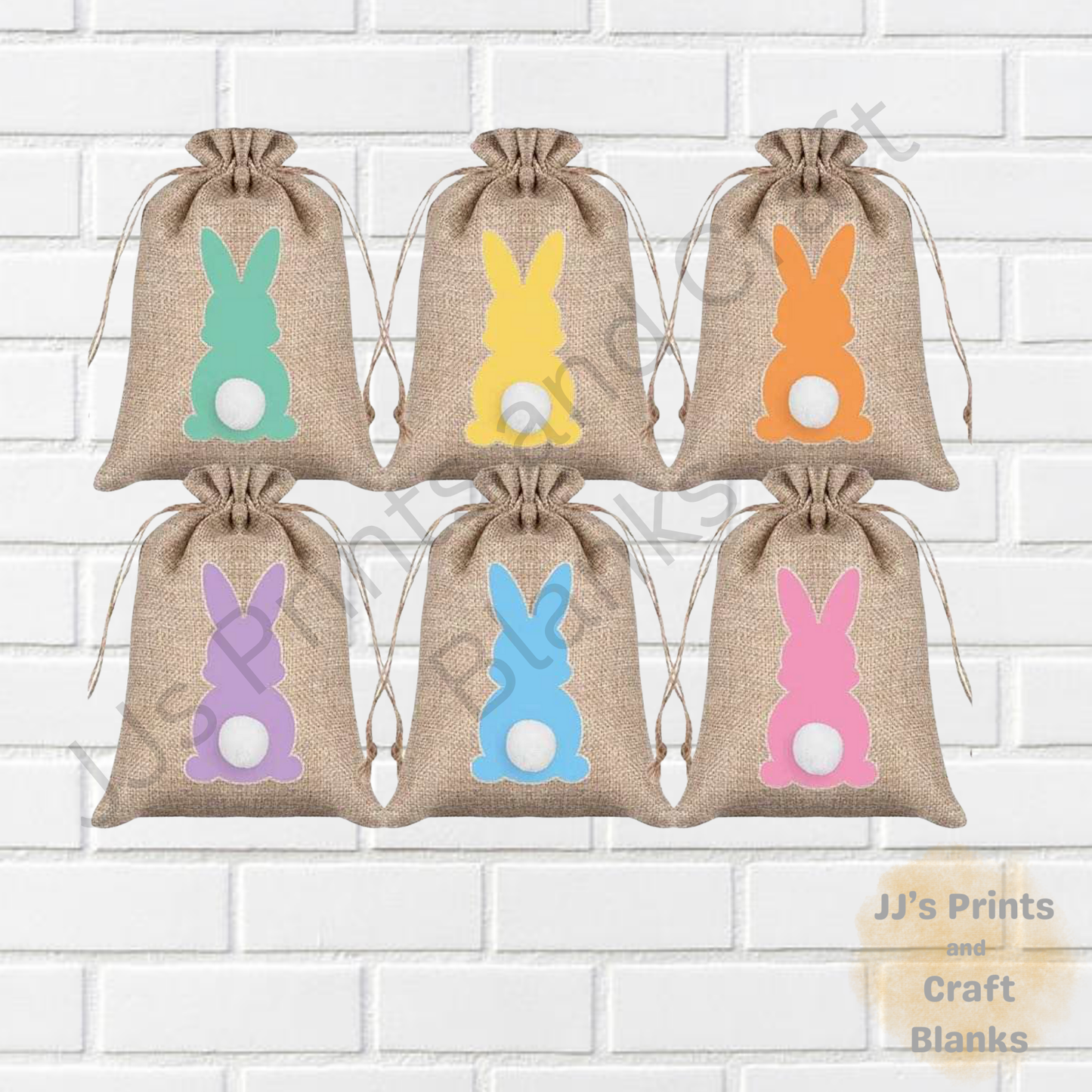 Set of 6 hessian Easter sacks