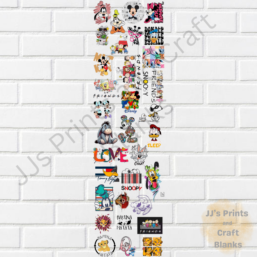 pre made uv-dtf random design 2 1m gang sheet