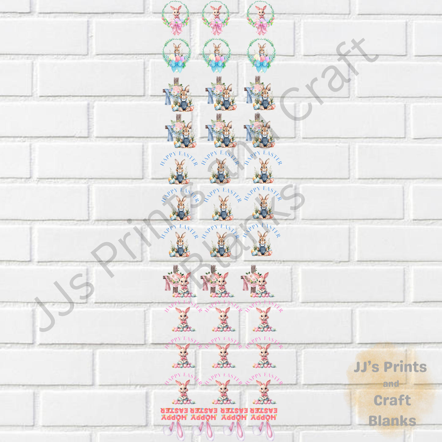 Pre made uv-dtf happy easter 1 meter gang sheet