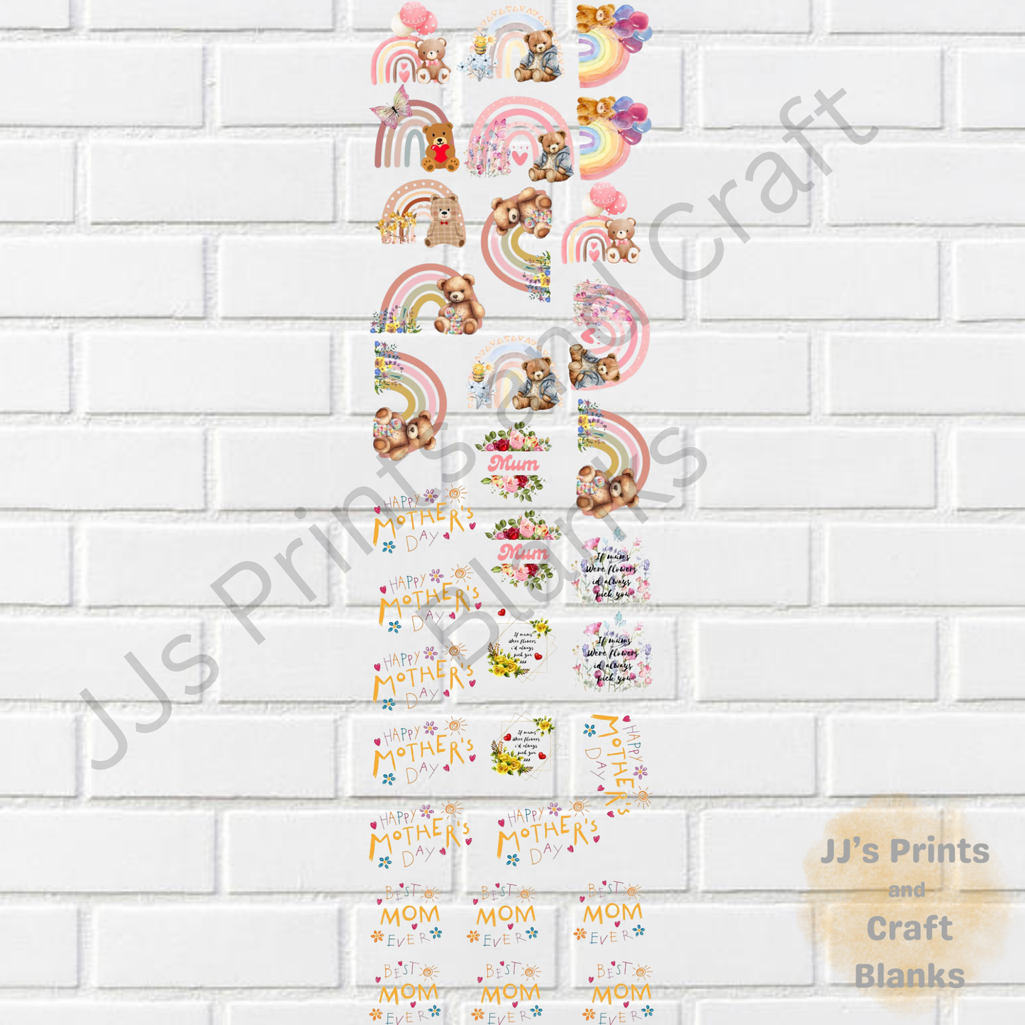 Pre made uv-dtf Mother’s Day 1 meter gang sheet