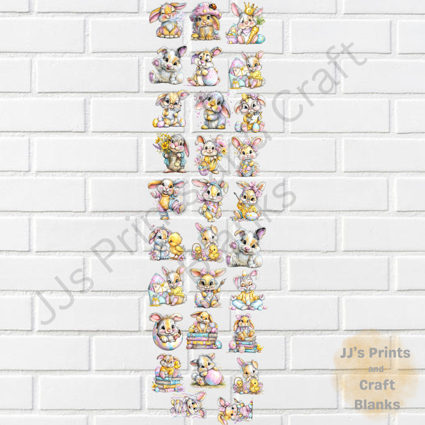 Pre made uv-dtf 1 meter easter bunny design 2 gang sheet