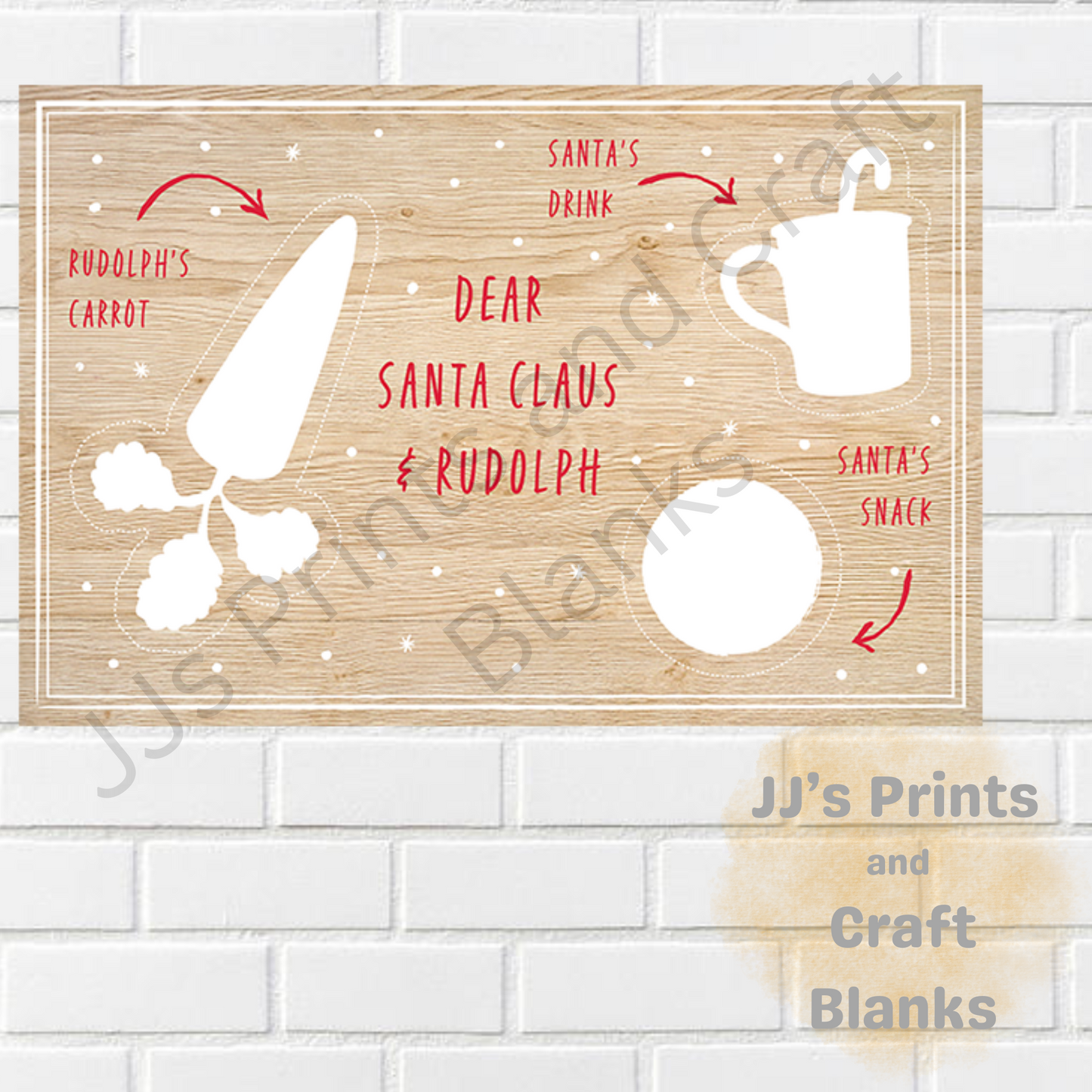 Wooden 'Snacks For Santa' Board 20cm x 30cm