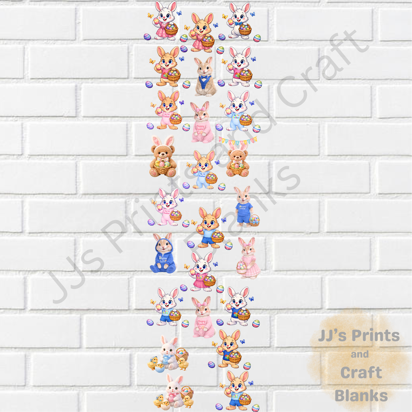 pre made 1m uv-dtf bunny characters gang sheet