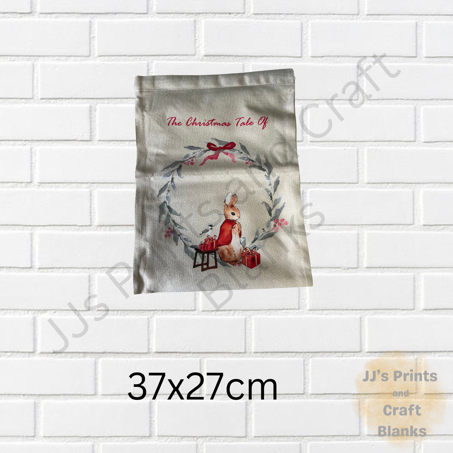 pre printed rabbit Christmas sack