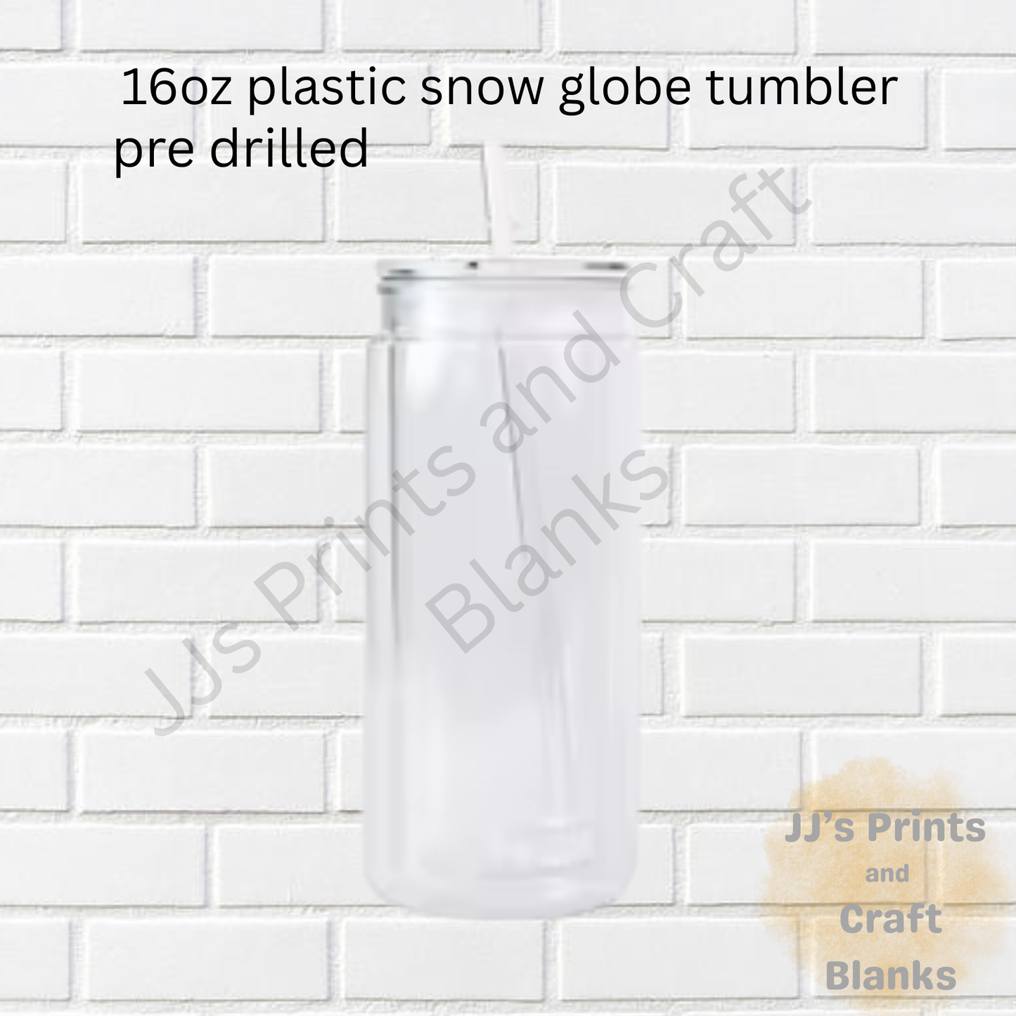 16oz plastic snow globe tumbler pre drilled