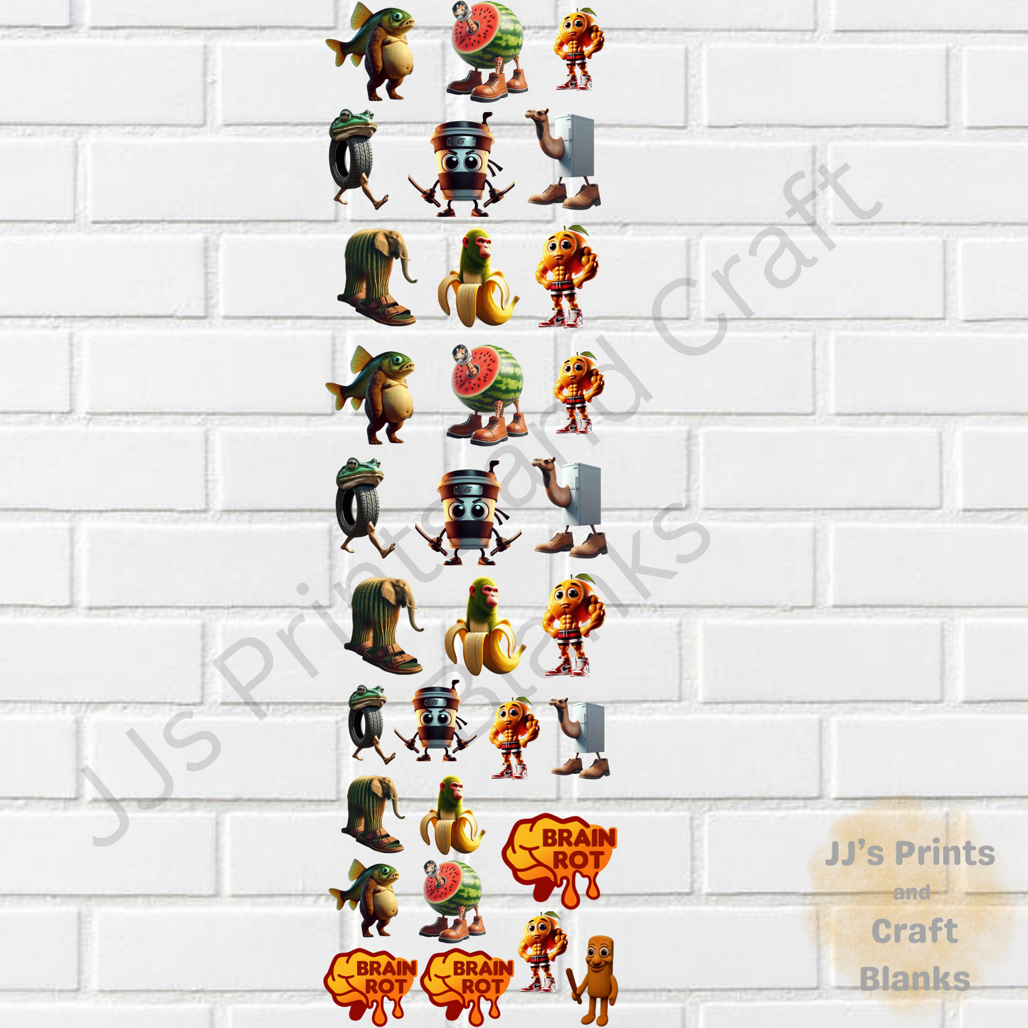 pre made 1m uv dtf Brainrot gang sheet