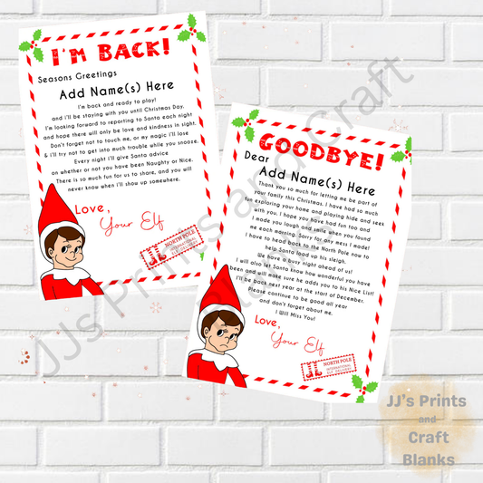 Elf I’m back and goodbye letters
