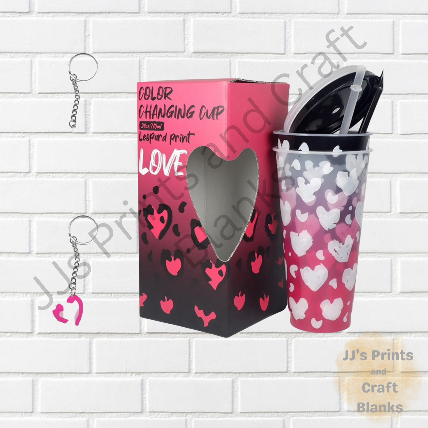 Valentines 24oz colour changing cold cup set