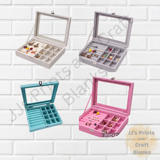 Velvet wooden jewellery boxes
