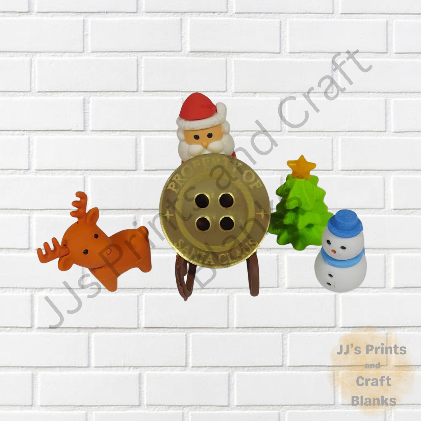 Gold acrylic Santa lost button