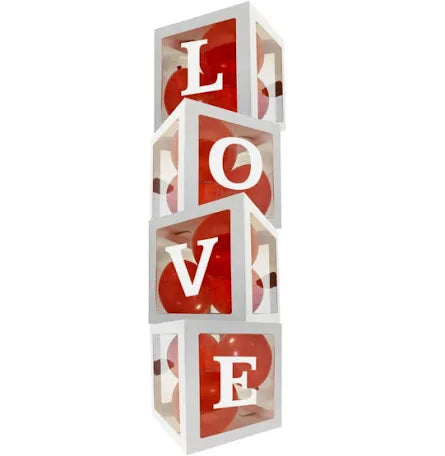 Love balloon stacking box including balloons