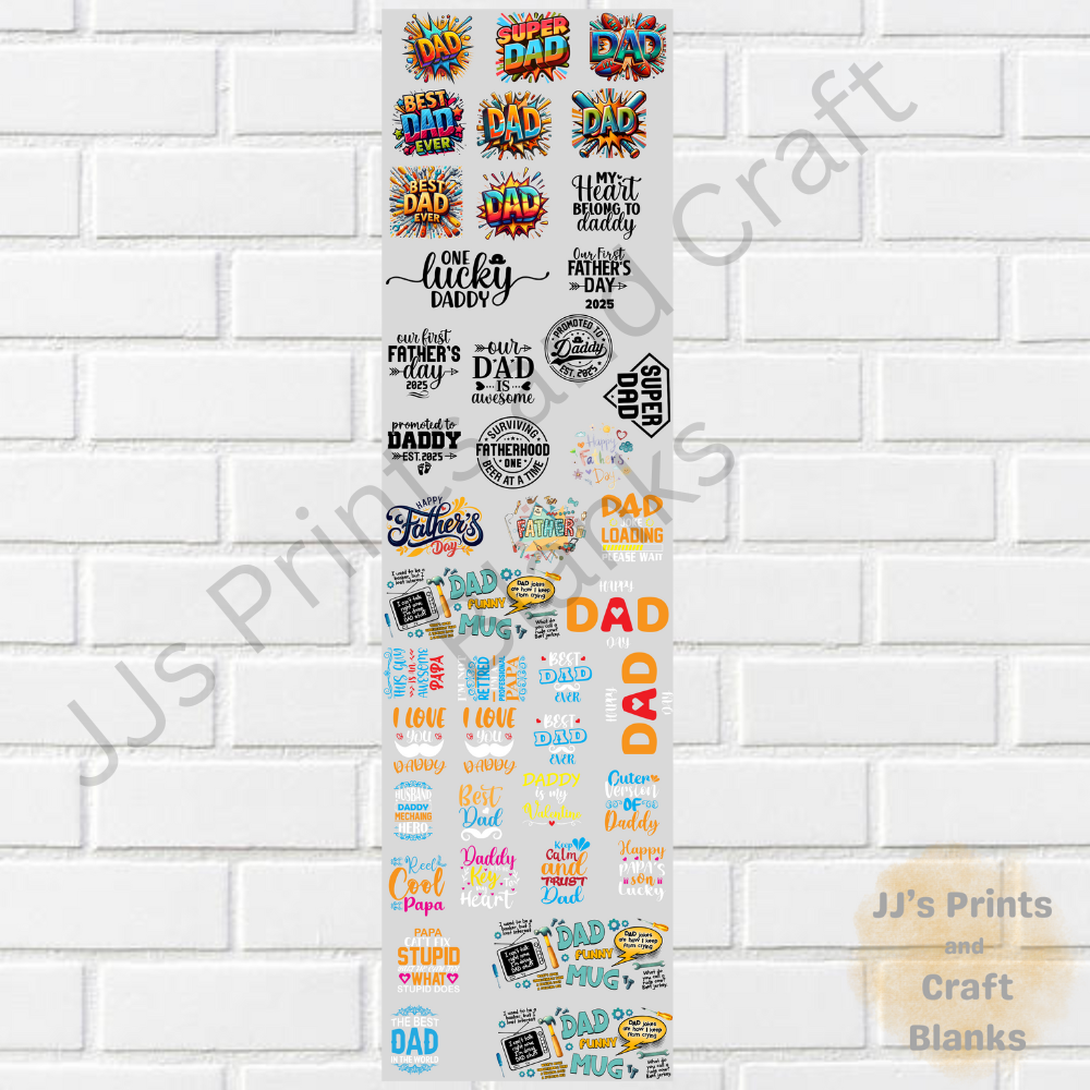 pre made uv-dtf dad 1m gang sheet