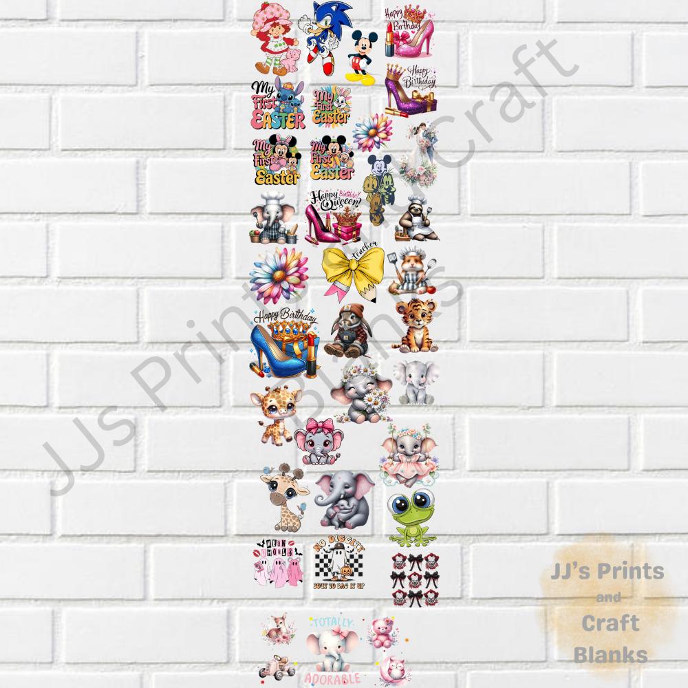 pre made uv-dtf random design 1 1m gang sheet