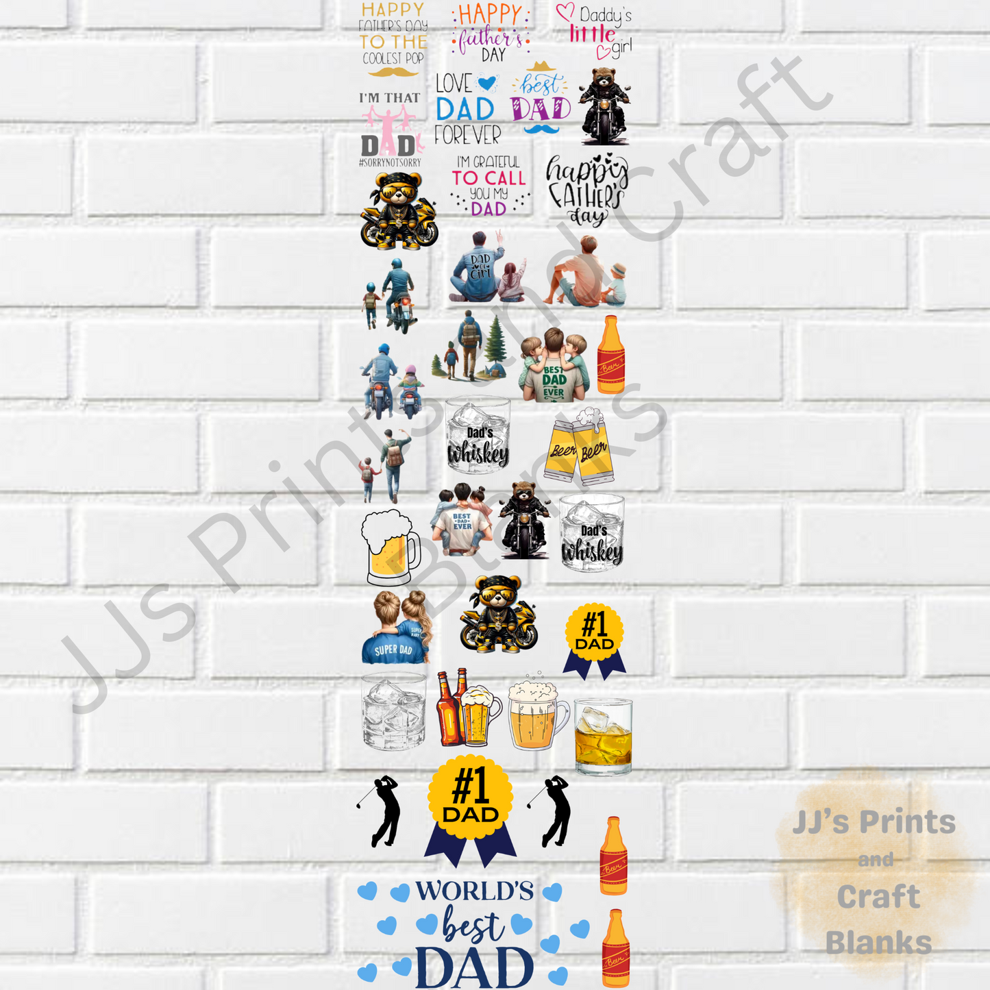 Pre made uv-dtf fathers day  1 meter gang sheet