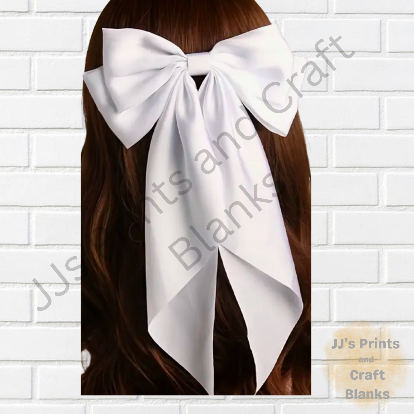 Extra large white silk hair bow