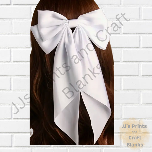 Extra large white silk hair bow