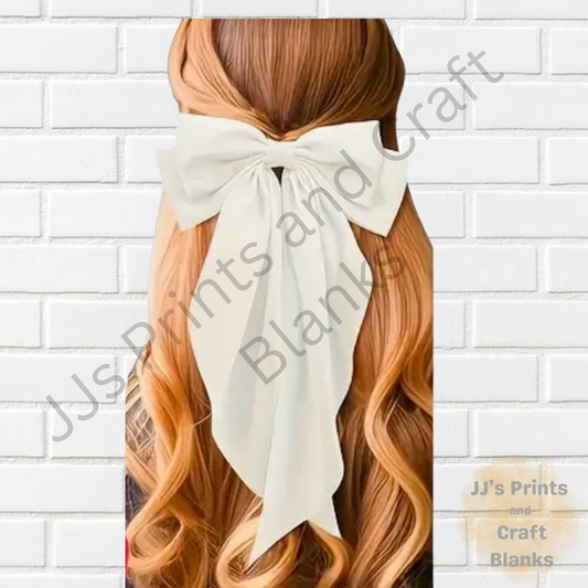 Extra large ivory silk hair bow
