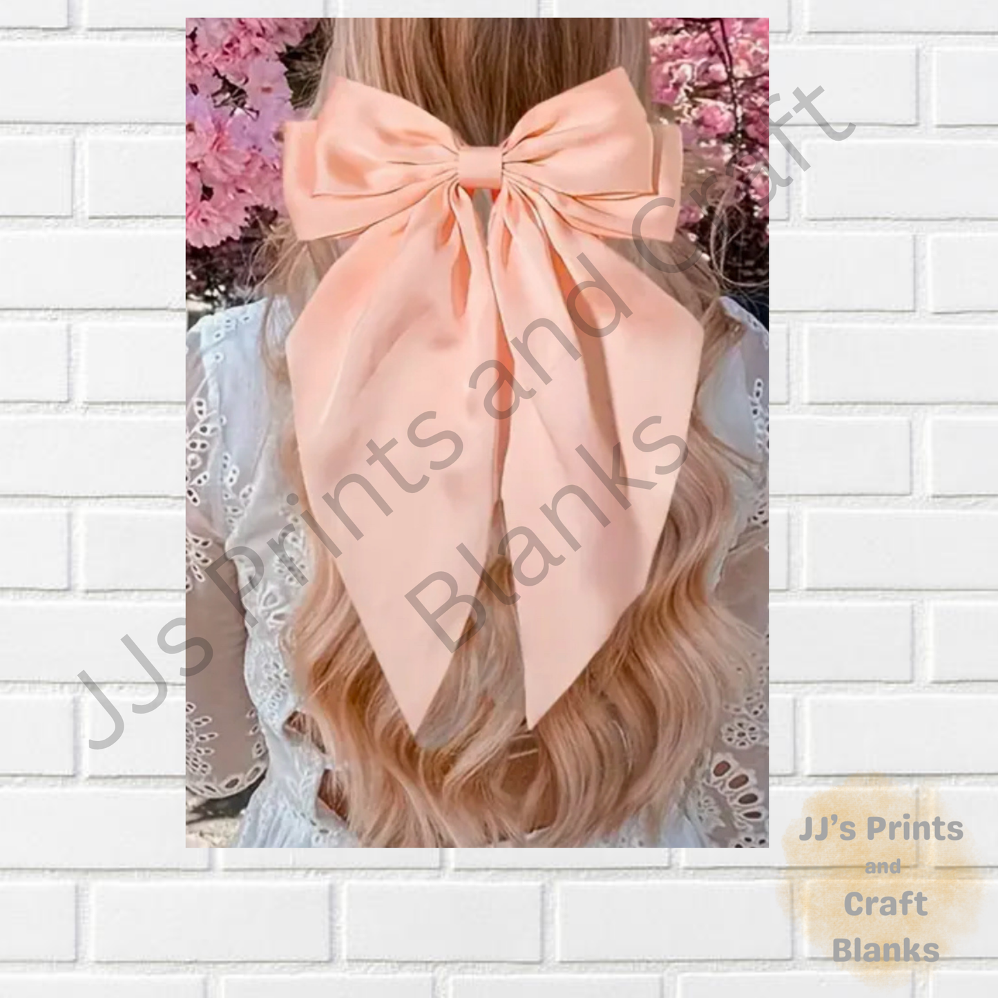 Extra large peach silk hair bow