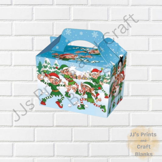 ELF/SNOWMAN party box 14.5cm X 9.5cm X 10.5cm