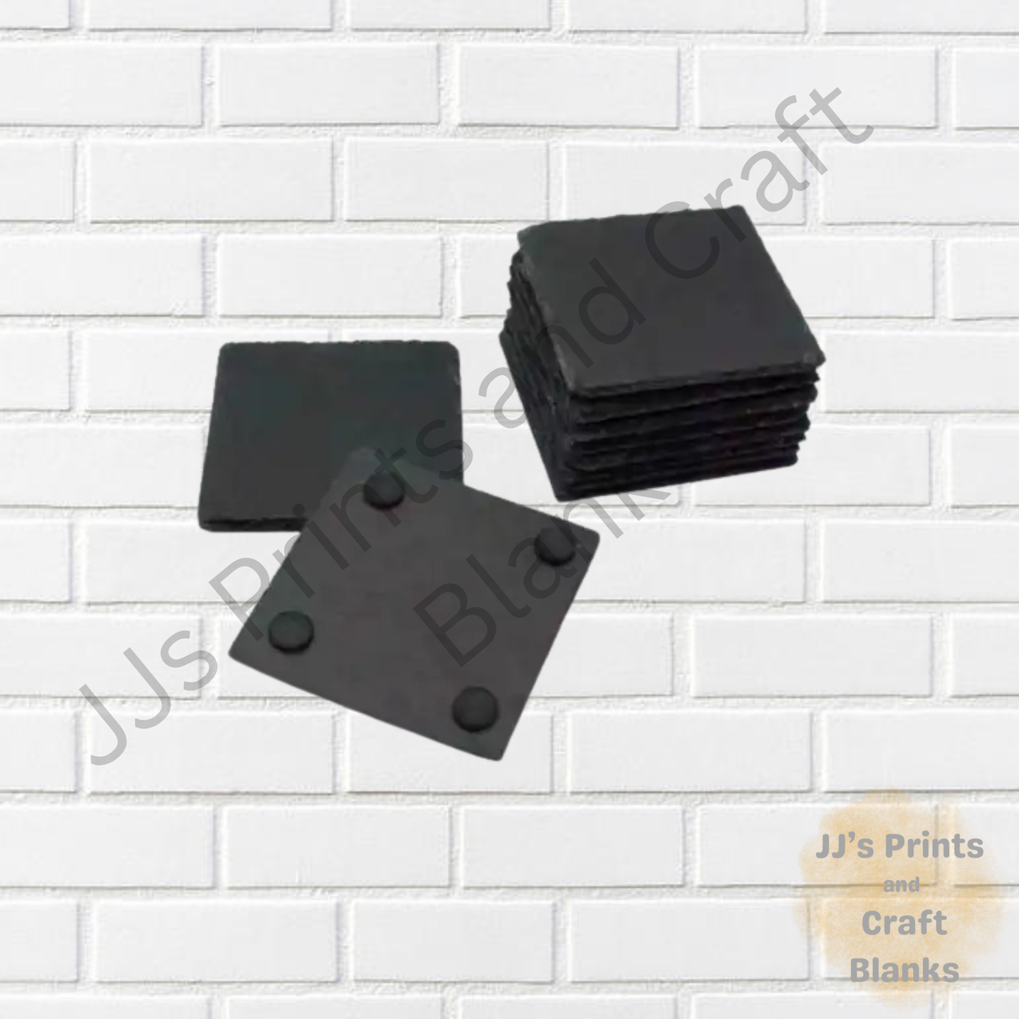 set of 4 slate coasters 10x10cm