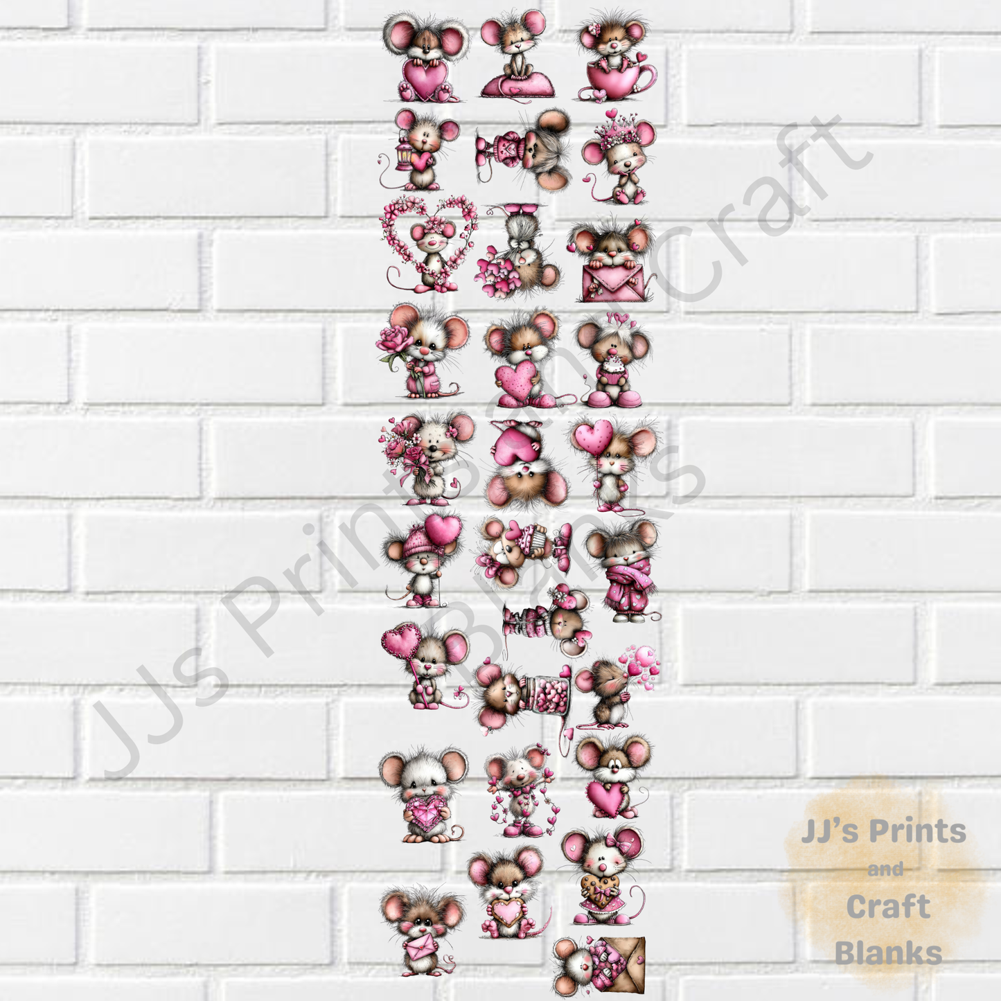 pre made 1m uv-dtf valentine mouse  gang sheet