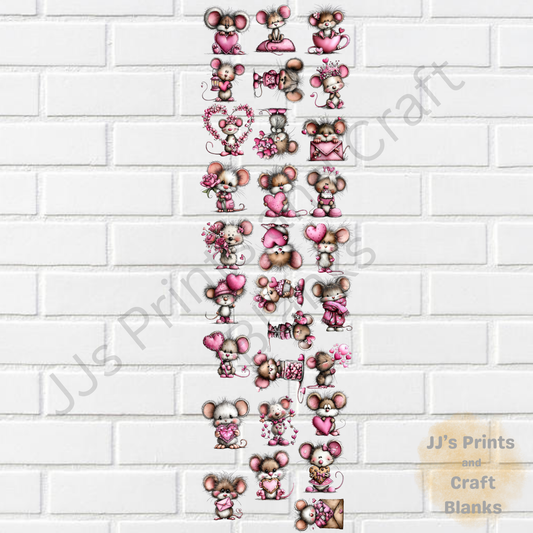 pre made 1m uv-dtf valentine mouse  gang sheet