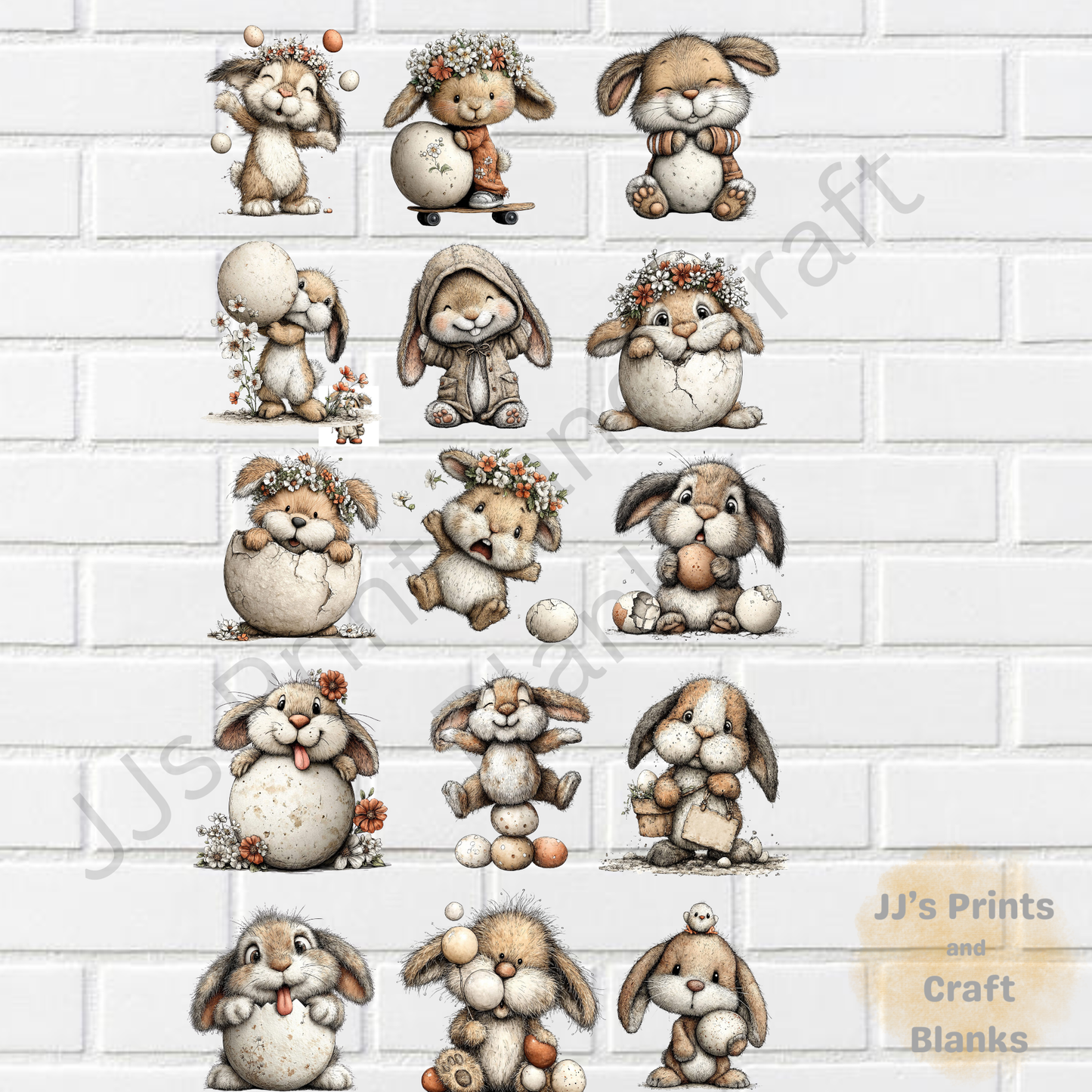 Pre made uv-dtf 50cm easter bunny gang sheet