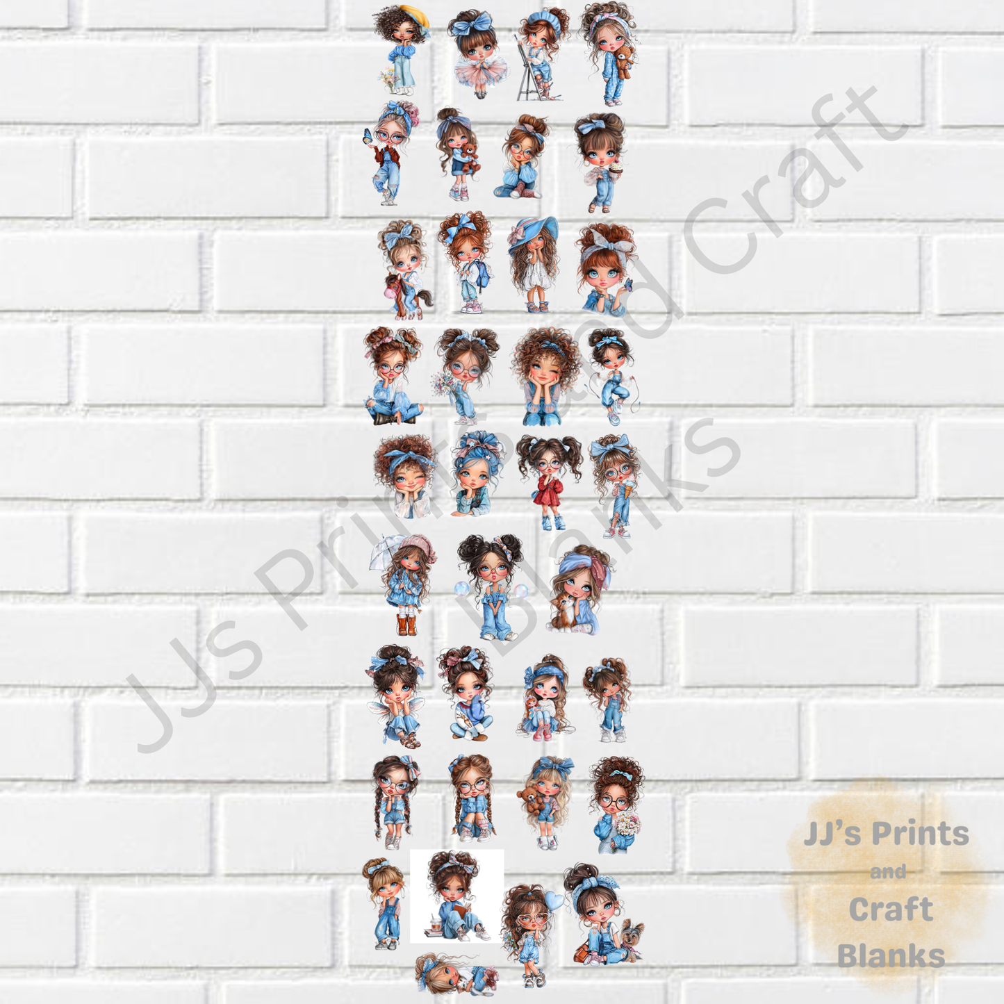 Pre made uv-dtf 1 meter little cool girl gang sheet