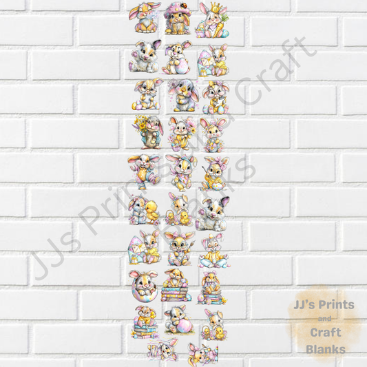 Pre made uv-dtf 1 meter easter bunny design 2  gang sheet