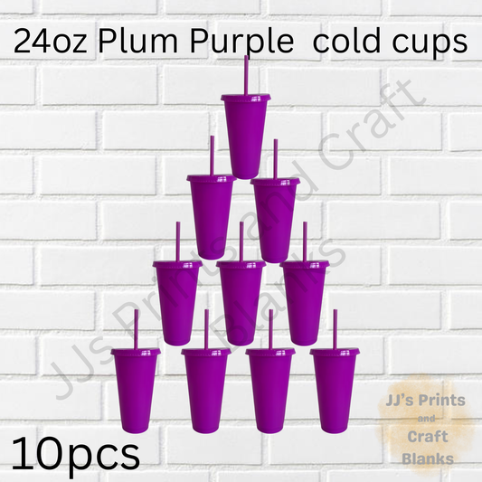 10 pack 24oz plum purple cold cups