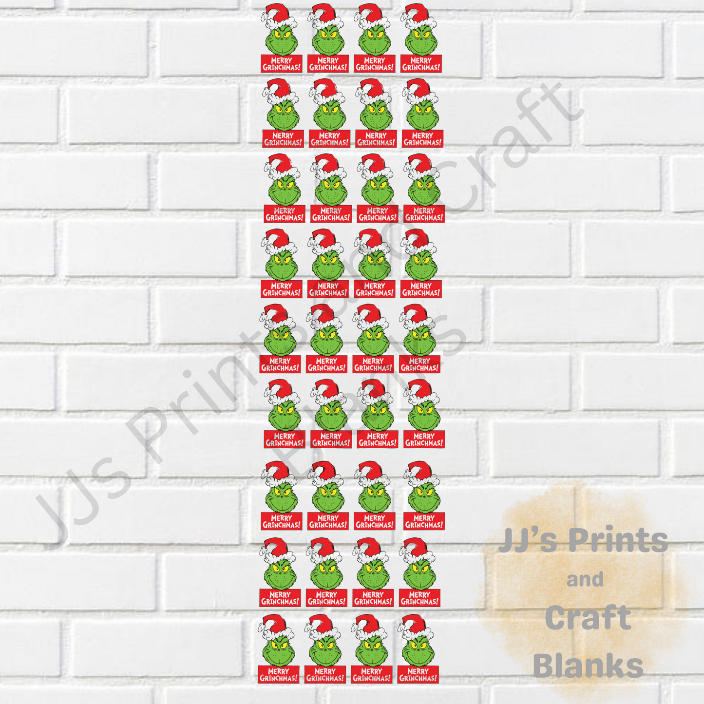 pre made 1m uv-dtf merry grinchmas 10cm decal gang sheet