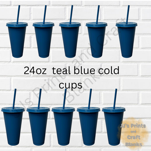 24oz Teal Blue cold cups