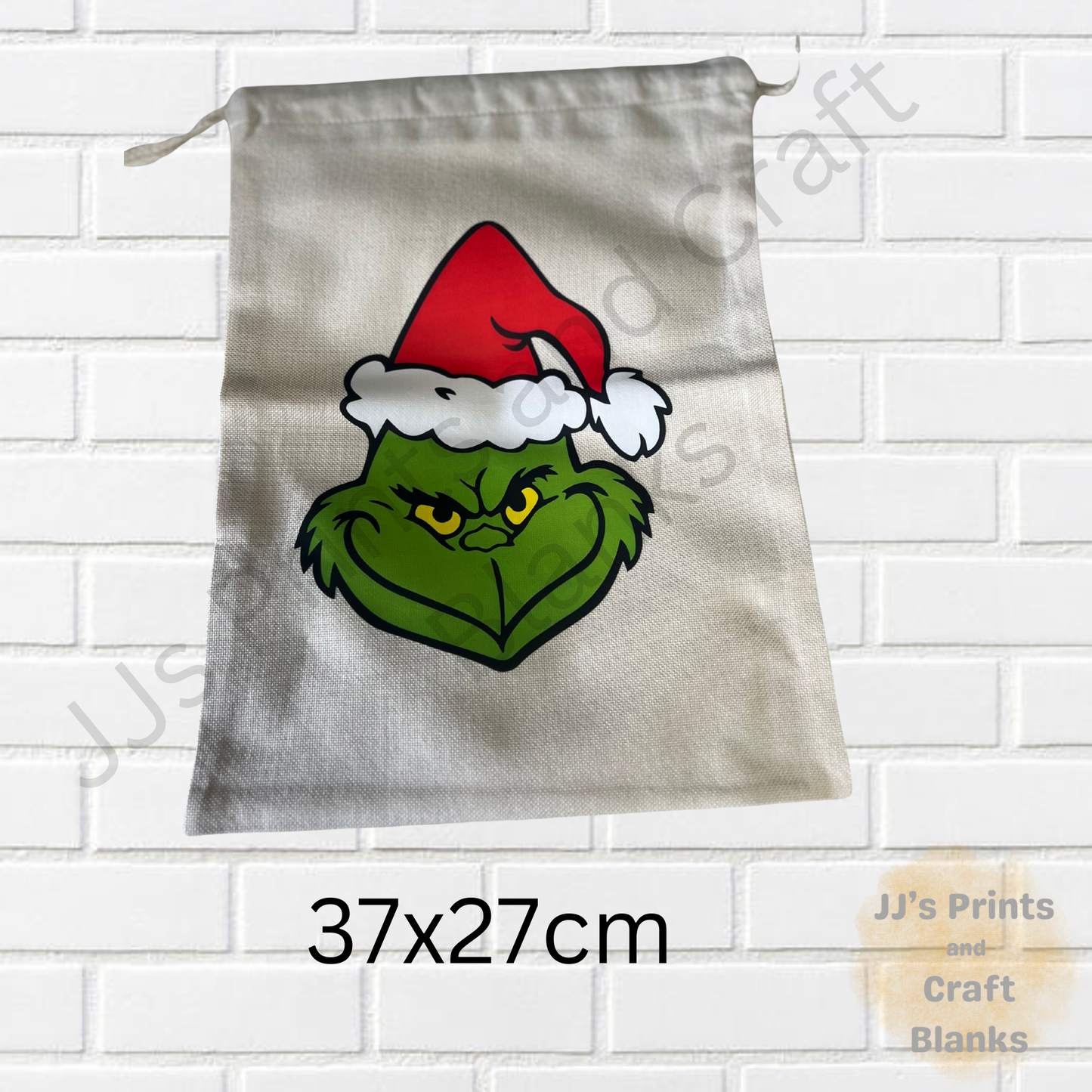 pre printed grinch  face Christmas  sack