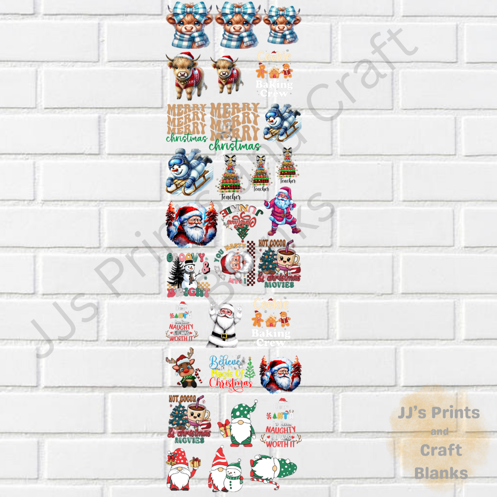 pre made 1m uv-dtf Christmas gang sheet design no 3