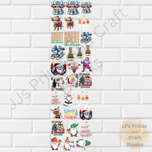 pre made 1m uv-dtf Christmas gang sheet design no 3