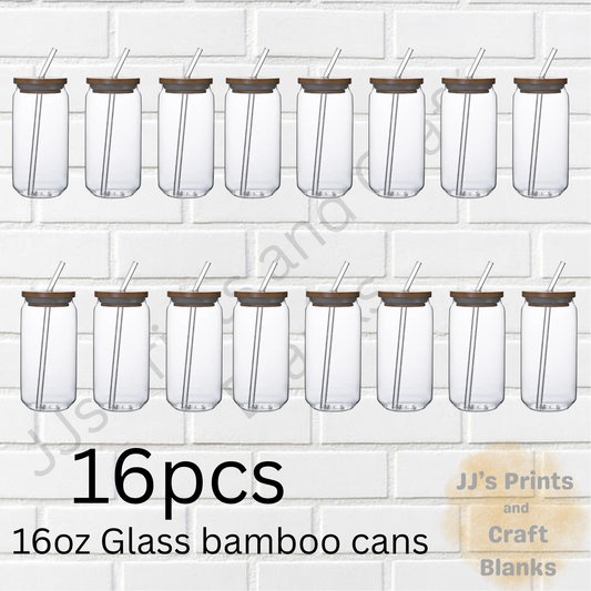 16 x 16oz glass bamboo jars