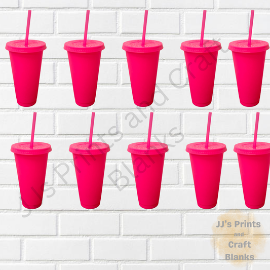 24oz hot pink cold cups