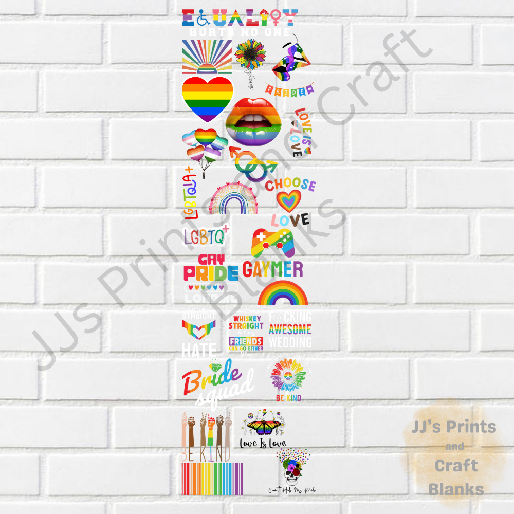 pre made 1m uv-dtf pride gang sheet design