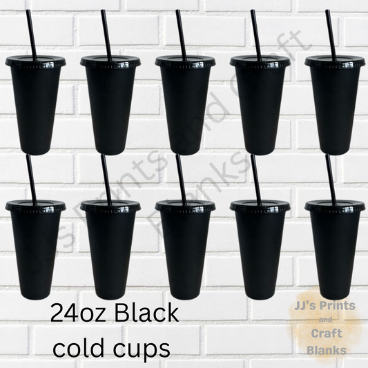 24oz Black cold cups