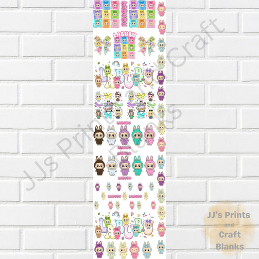 pre made 1m uv-dtf labubu gang sheet no 2